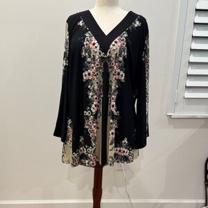 Avenue Black Floral Tunic Top